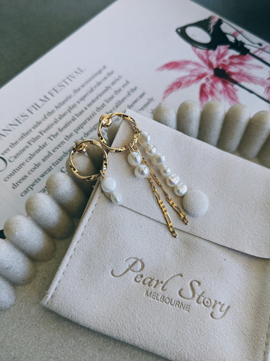 Erratic Tassel Natural Pearl Earrings